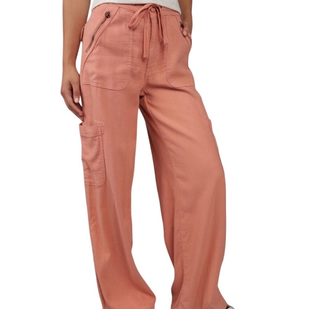 American Eagle 2024 Dreamy Drape Baggy Wide Leg Pants Terracotta Linen Size 18